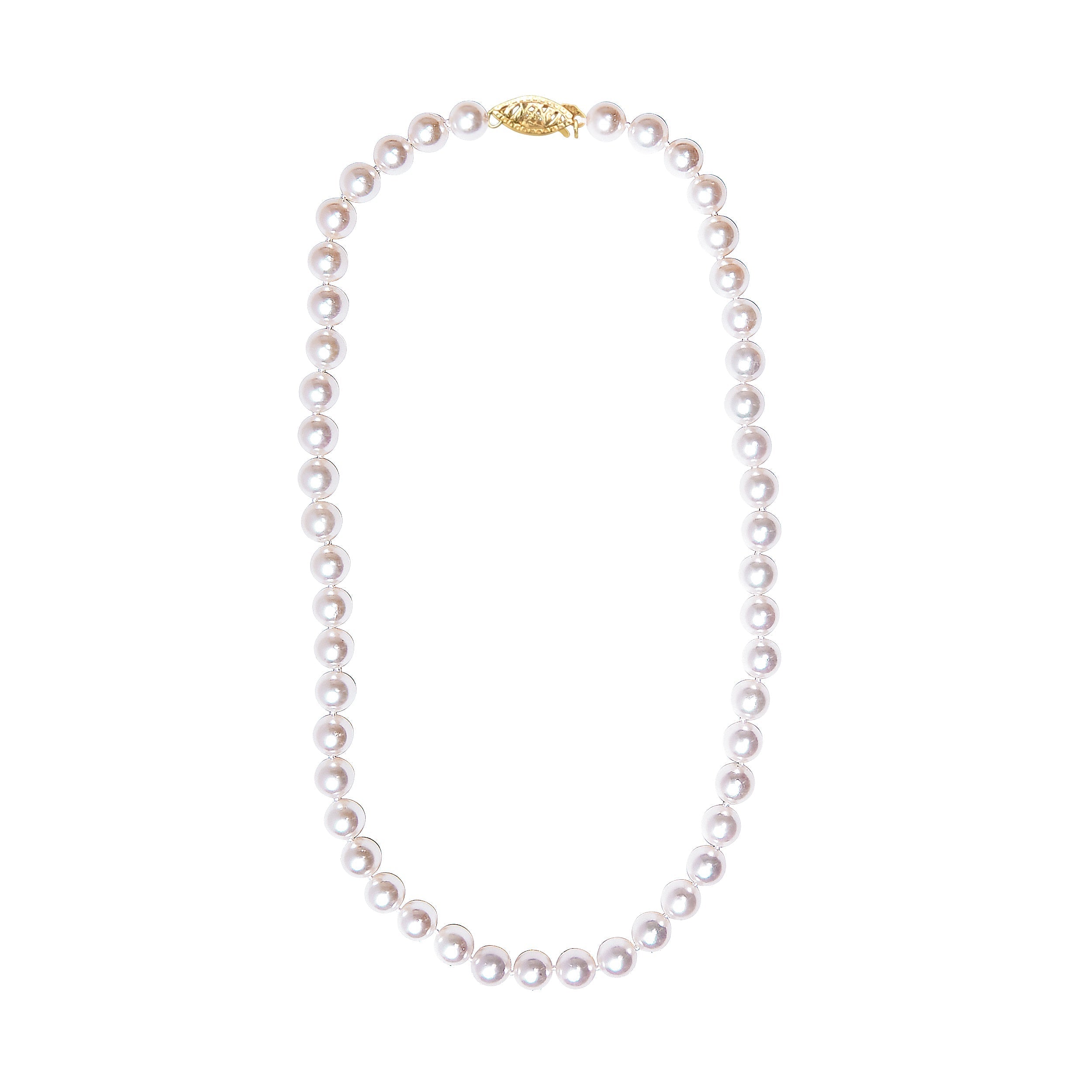 14K Yellow Gold 8.0x8.5mm Akoya Pearl Strand Necklace DestGlow