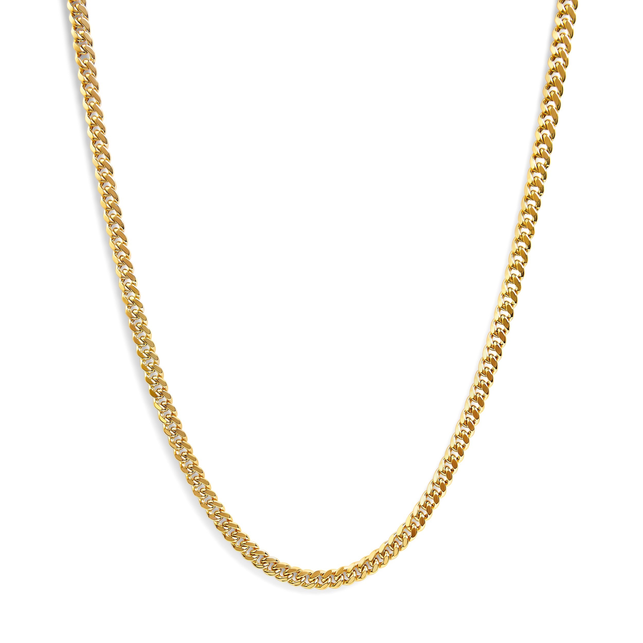 Semi-Solid 14K Yellow Gold 6.1mm Classic Miami Cuban Chain Necklace - 22 Inches DestGlow