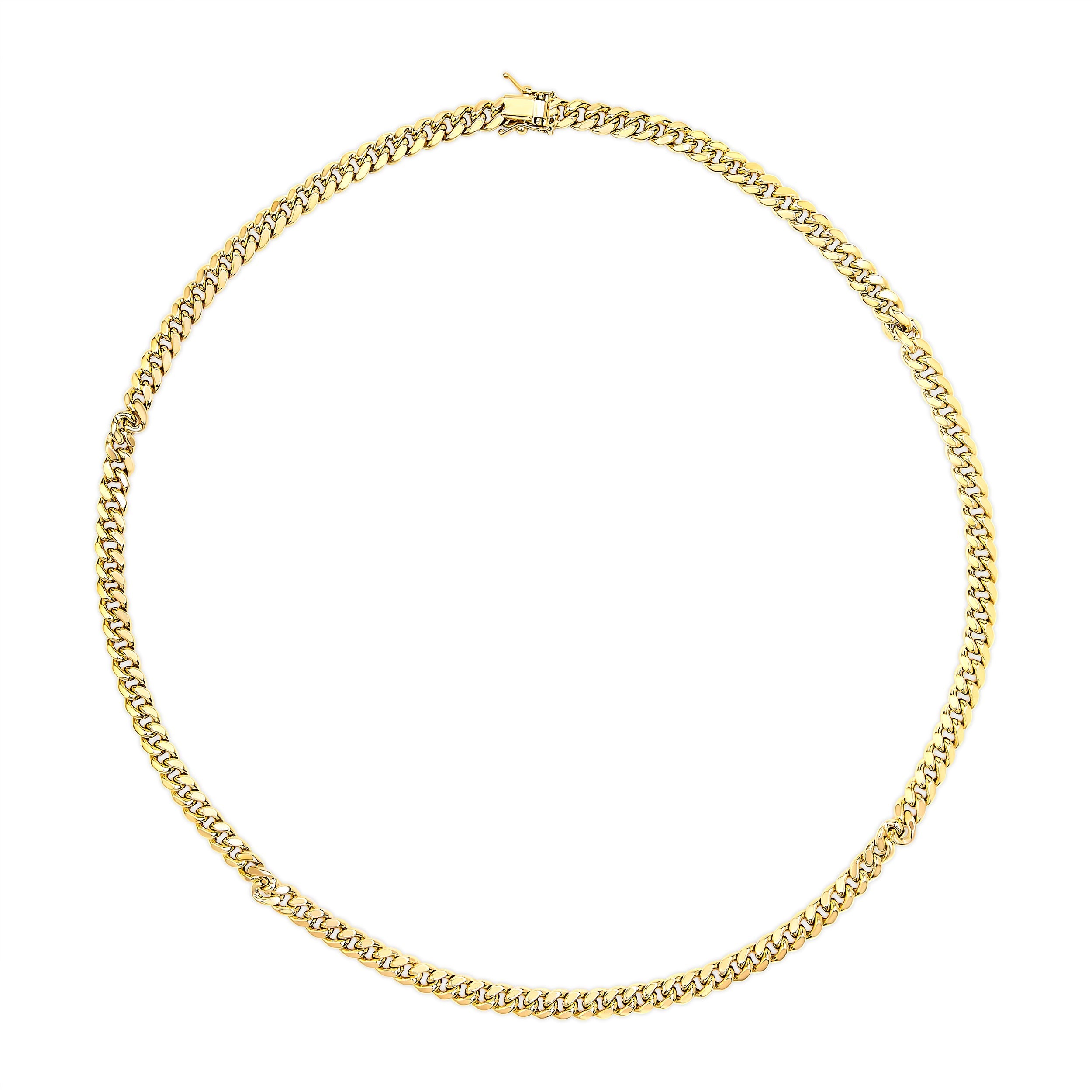 Semi-Solid 14K Yellow Gold 6.1mm Classic Miami Cuban Chain Necklace - 22 Inches DestGlow