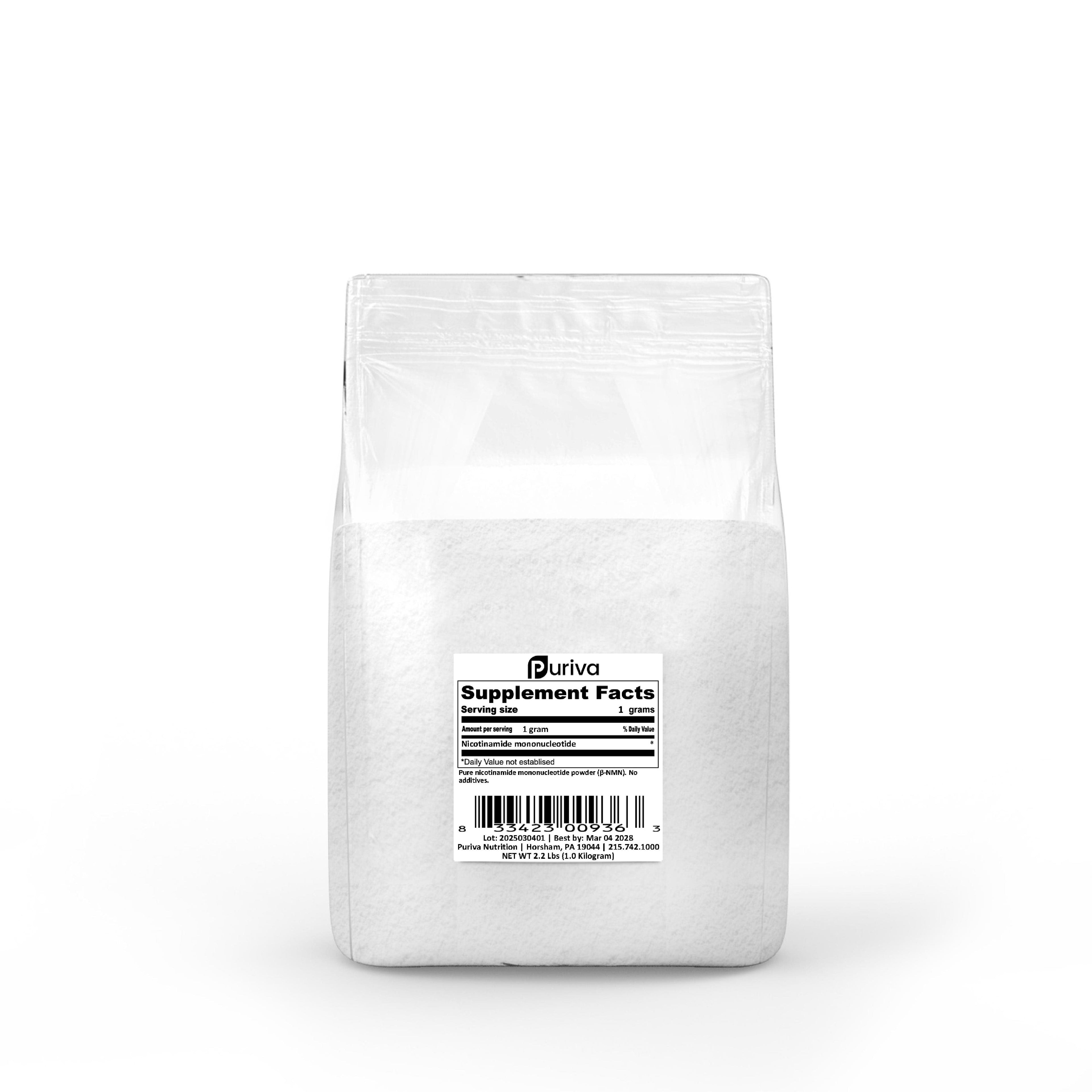 Pure NMN powder (Nicotinamide mononucleotide | β-NMN) NAD+ precursor, 1 Kg (2.2 pounds) Puriva Nutrition by Puriva Nutrition