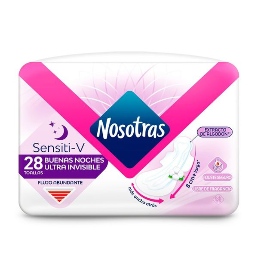 Nosotras Ultra Thin Overnight Pads with Cotton Extract (28 units) DestGlow