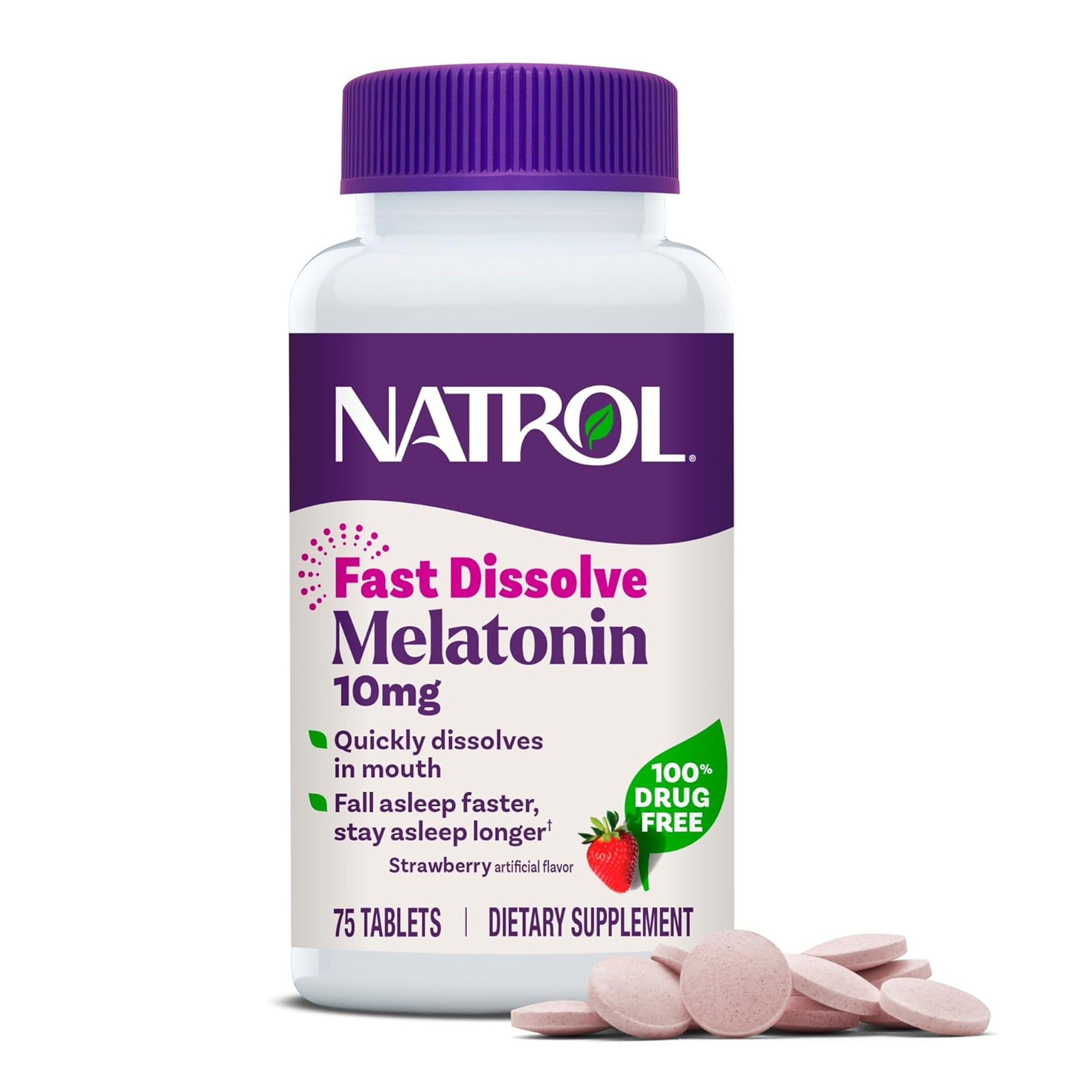 Natrol Fast Dissolve Melatonin 10mg – Maximum Strength – Strawberry Flavor – 75 Tablets by Top Vita Shop