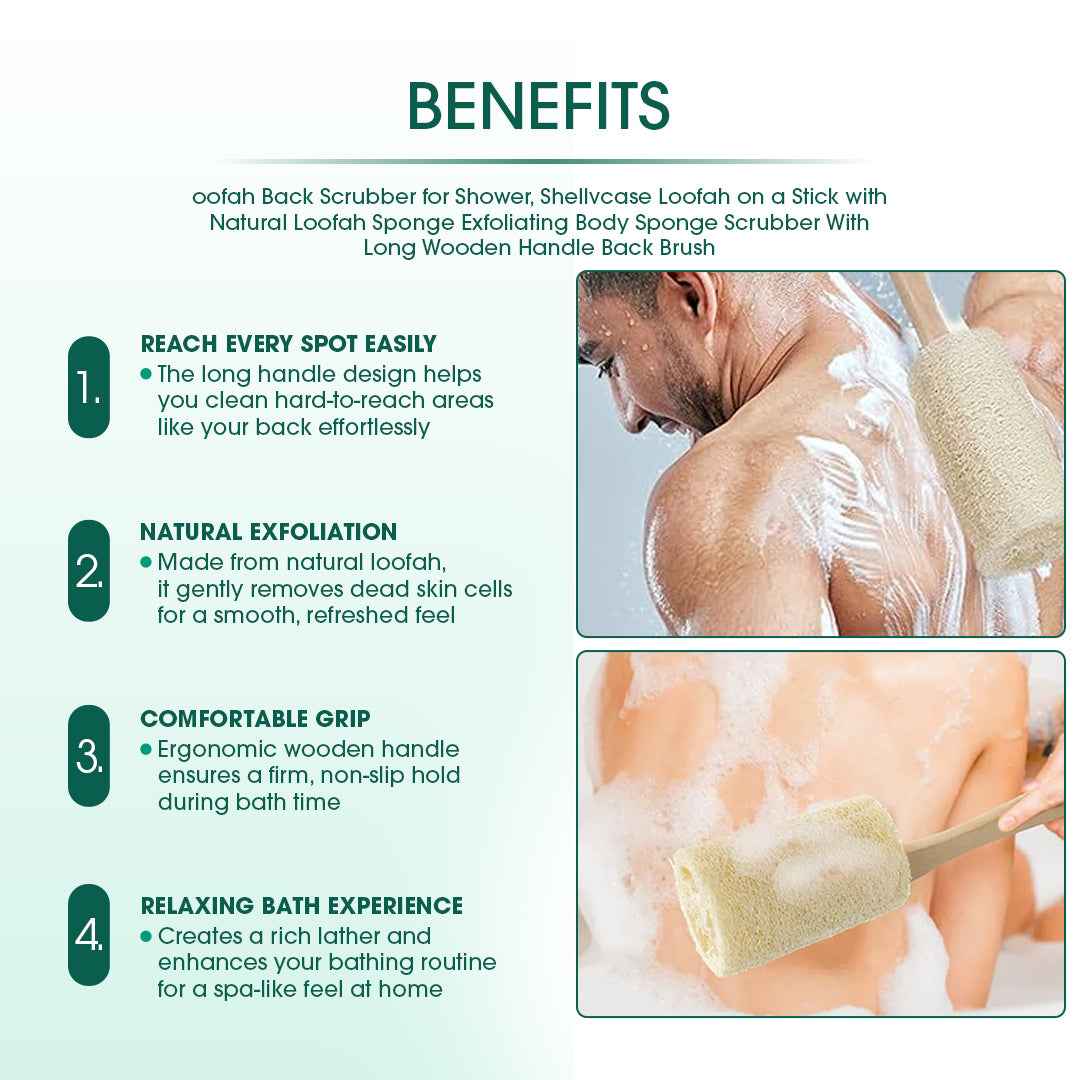 Natural Loofah Bath Brush w/Long Handle.