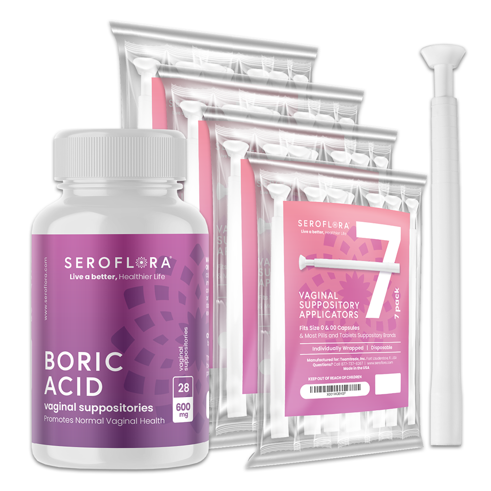Seroflora Boric Acid Vaginal Suppositories 600mg (30 Count) -28 Applicators by Seroflora