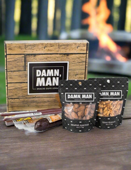 Nuts & Exotic Meats Gift Box - Wild Game Sausages & BBQ Nut Snacks for Men
