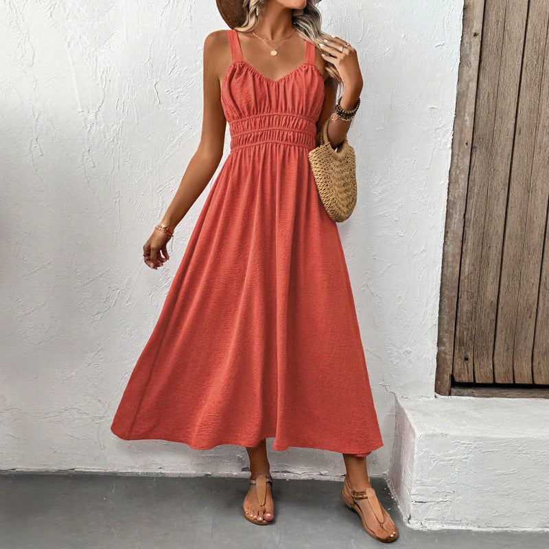 Summer Sleeveless Sling Casual Pleated Dress by Ragazza