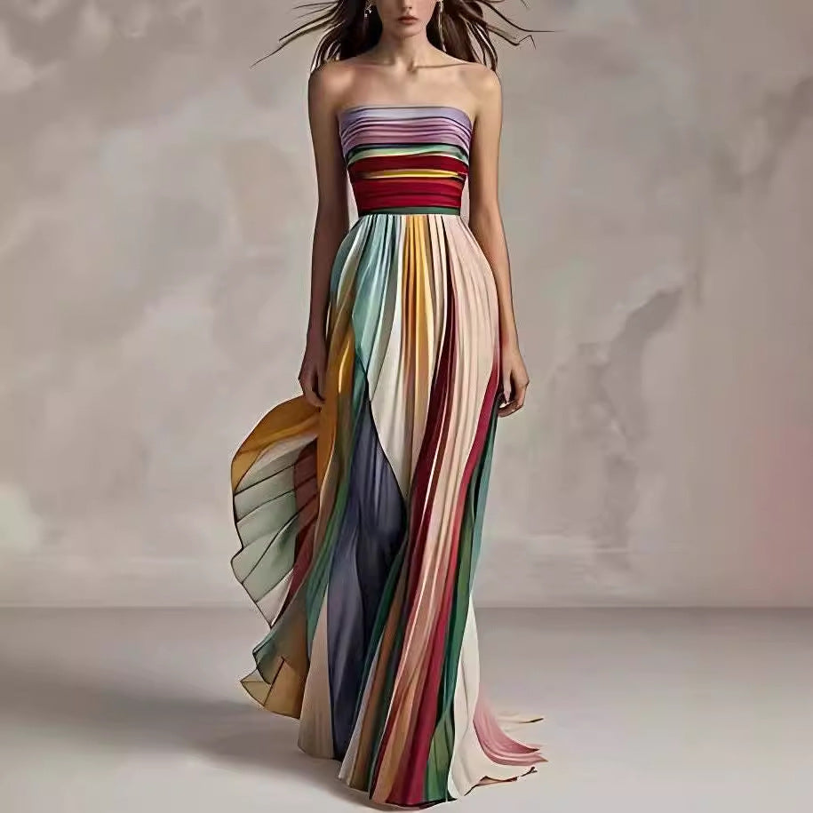 Sexy Tube Top Printed Color Dress by Ragazza