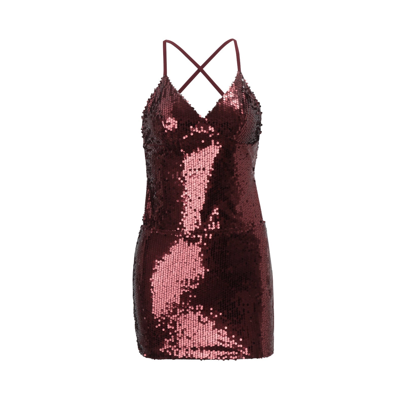 Women Clothing Sexy Bare Back Nightclub Sexy Sequined Lace up Sheath Short Dress by Ragazza