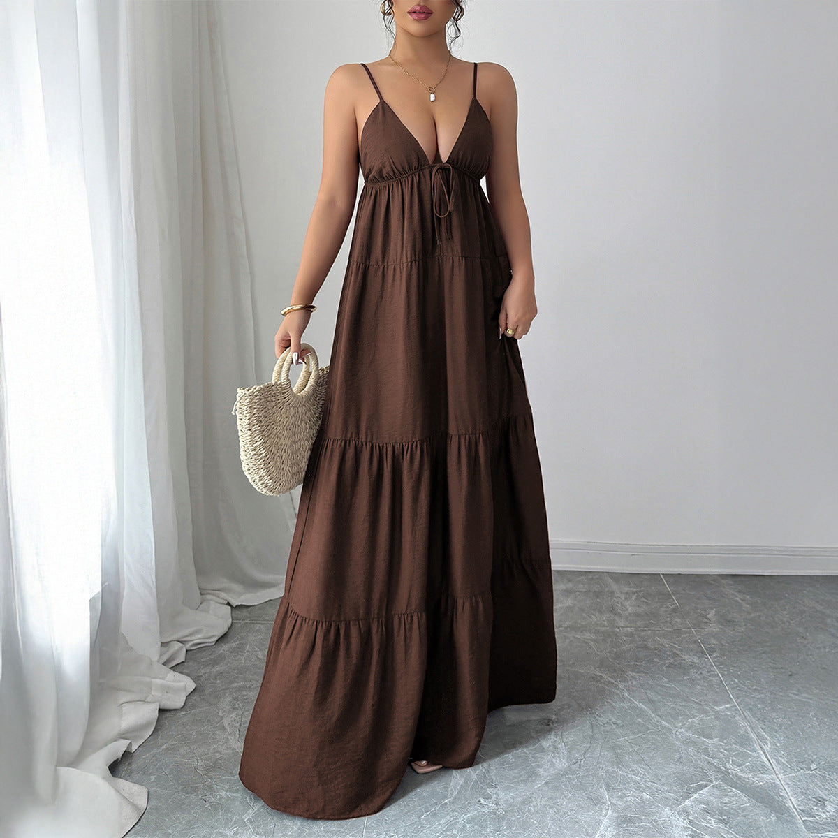 Elegant Camisole Tube Top Long Dress Women Clothing Autumn Winter by Ragazza