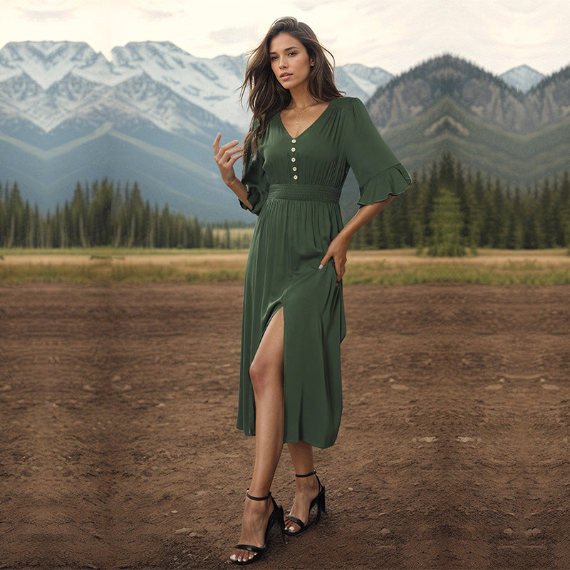 Summer Women Solid Color Dress DestGlow