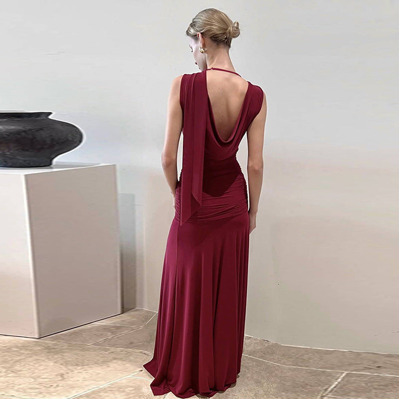 Women Clothing Winter Sexy Backless Gauzy Slim Fit Patchwork Tied Dress Women by Ragazza