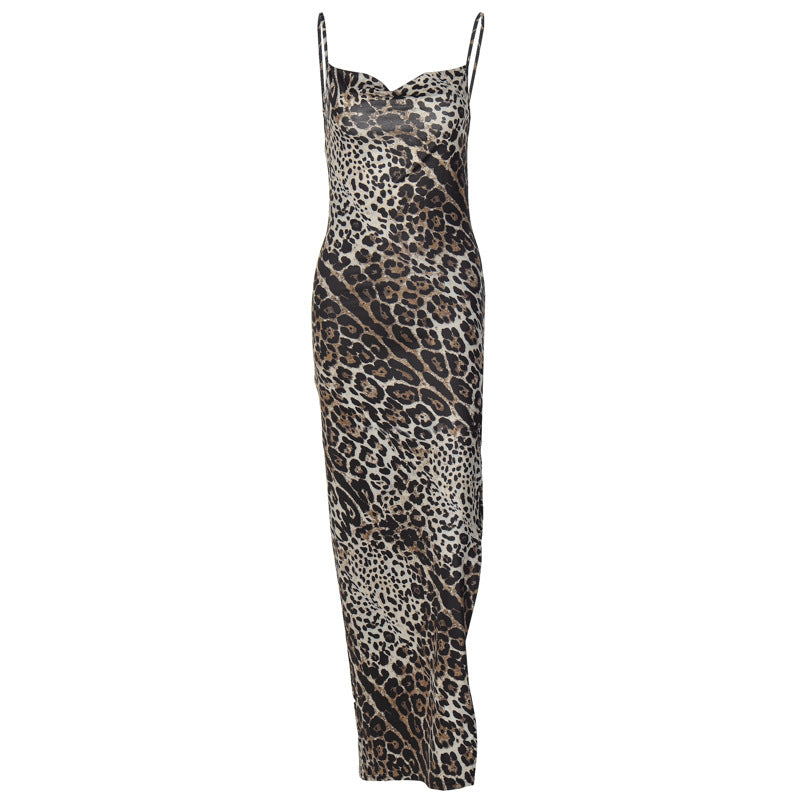 Women Clothing Summer Printed Sexy Backless Slit Strap Dress by Ragazza