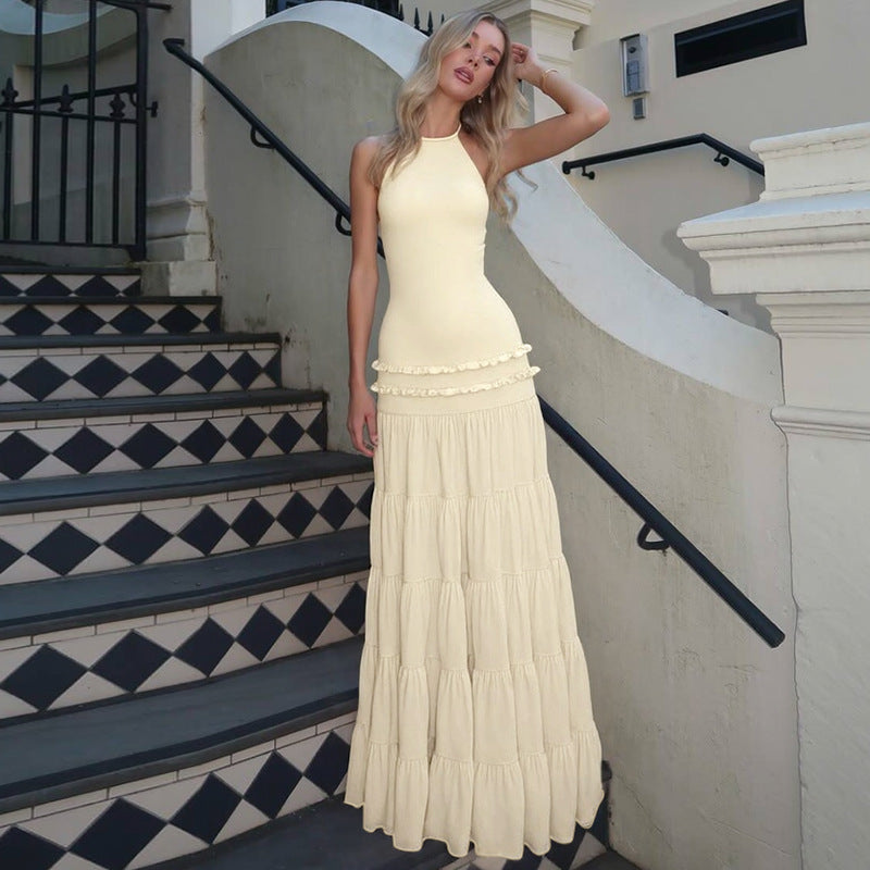 Women Clothing Summer Sexy Backless Halter Pleated Dress Women by Ragazza