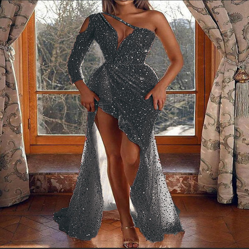 Fall Women Clothing Plus Color Sexy One Shoulder Cocktail Dress Hip Dress by Ragazza