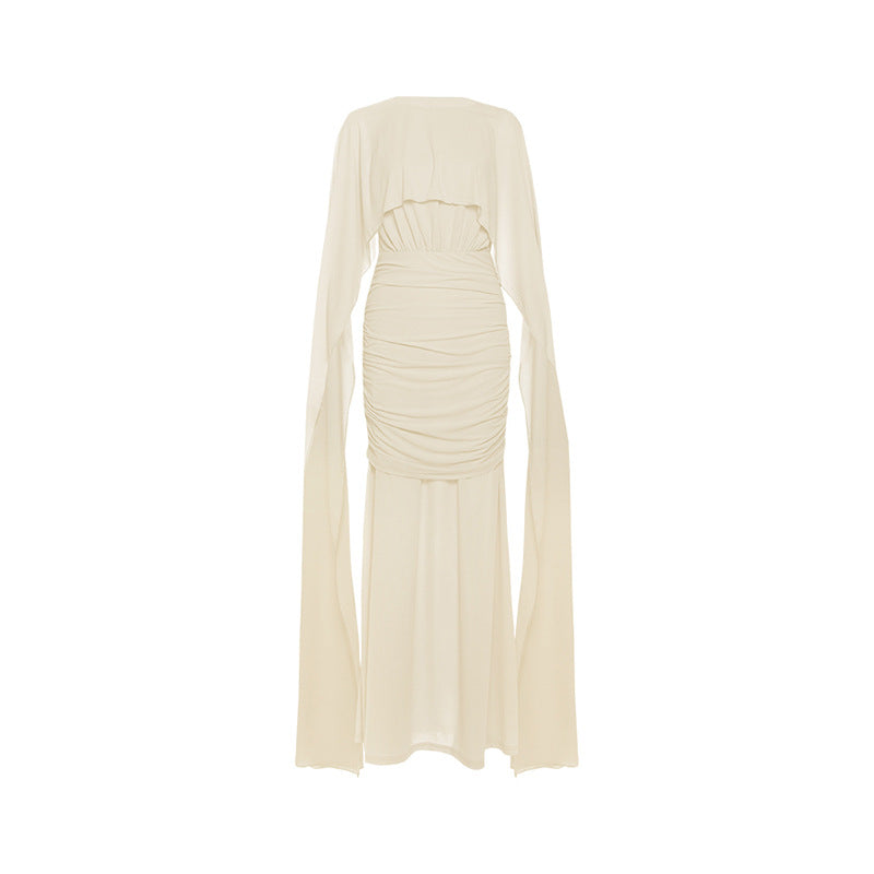 Autumn Winter Women Clothing Waist Controlled Sheath Pleated Ribbon Solid Color Dress by Ragazza