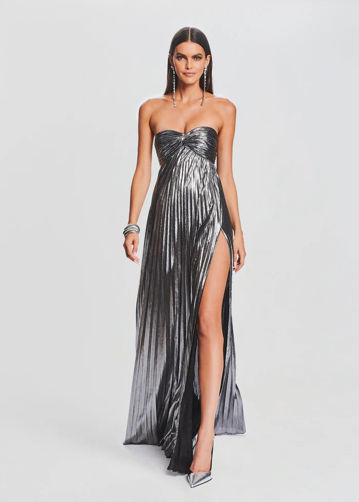 Summer Chest Wrapped Dress Stylish Texture Sexy Slit Women Evening Dresses by Ragazza