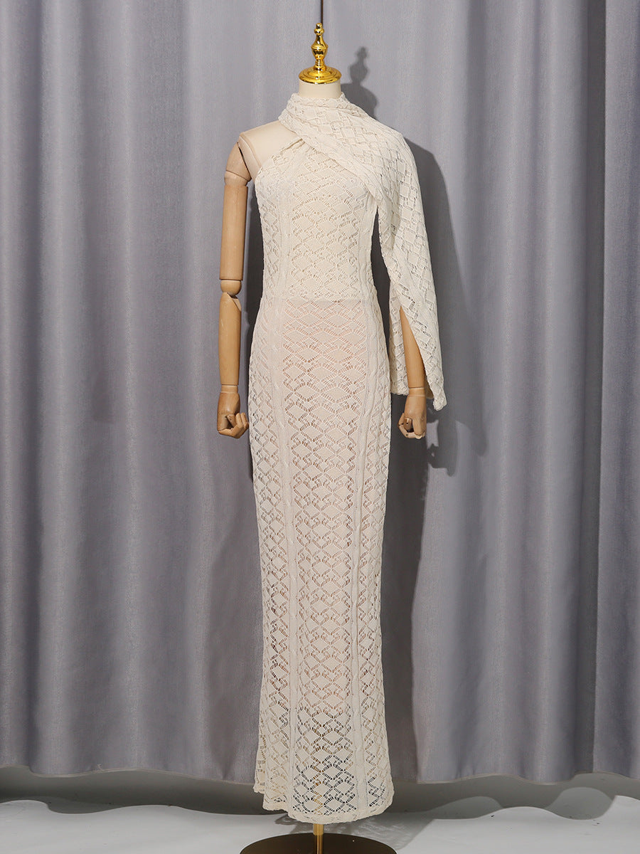 Shawl Lace Sleeveless Dress Autumn Winter High Grade Waist Slimming Dress Women by Ragazza
