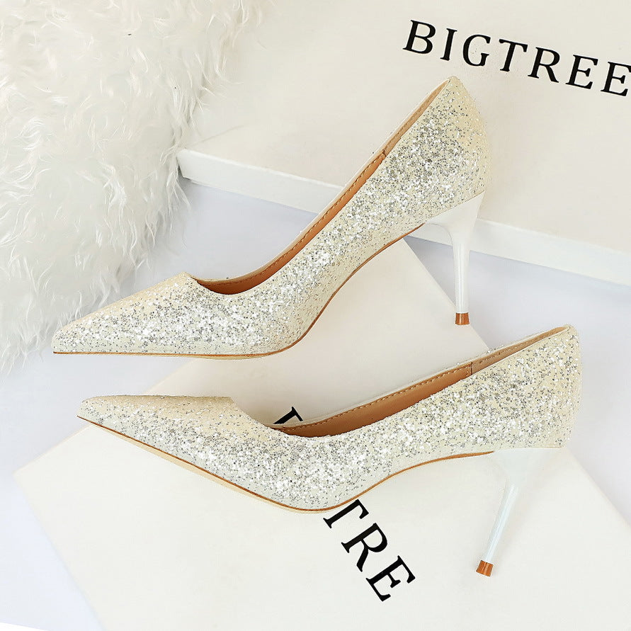 Sexy Nightclubs Thinner High Heels Women Shoes Stiletto Heel Sparkle Sequ Pumps DestGlow