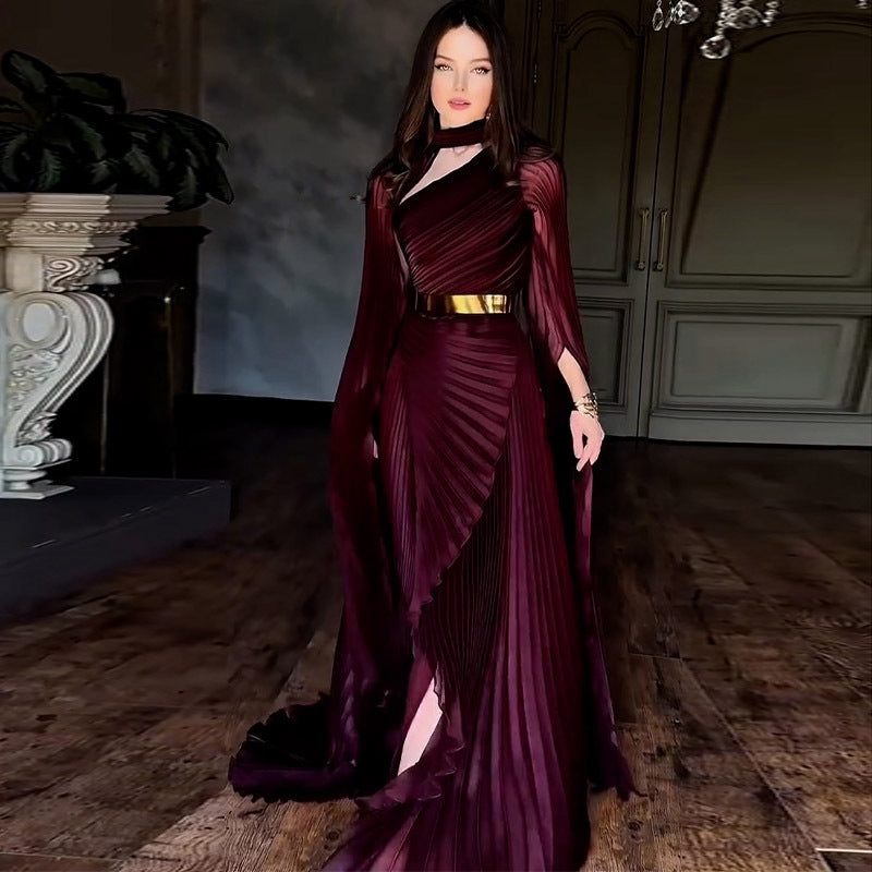 Summer Long Shawl Split Graceful Formal Dress Belt Dress by Ragazza