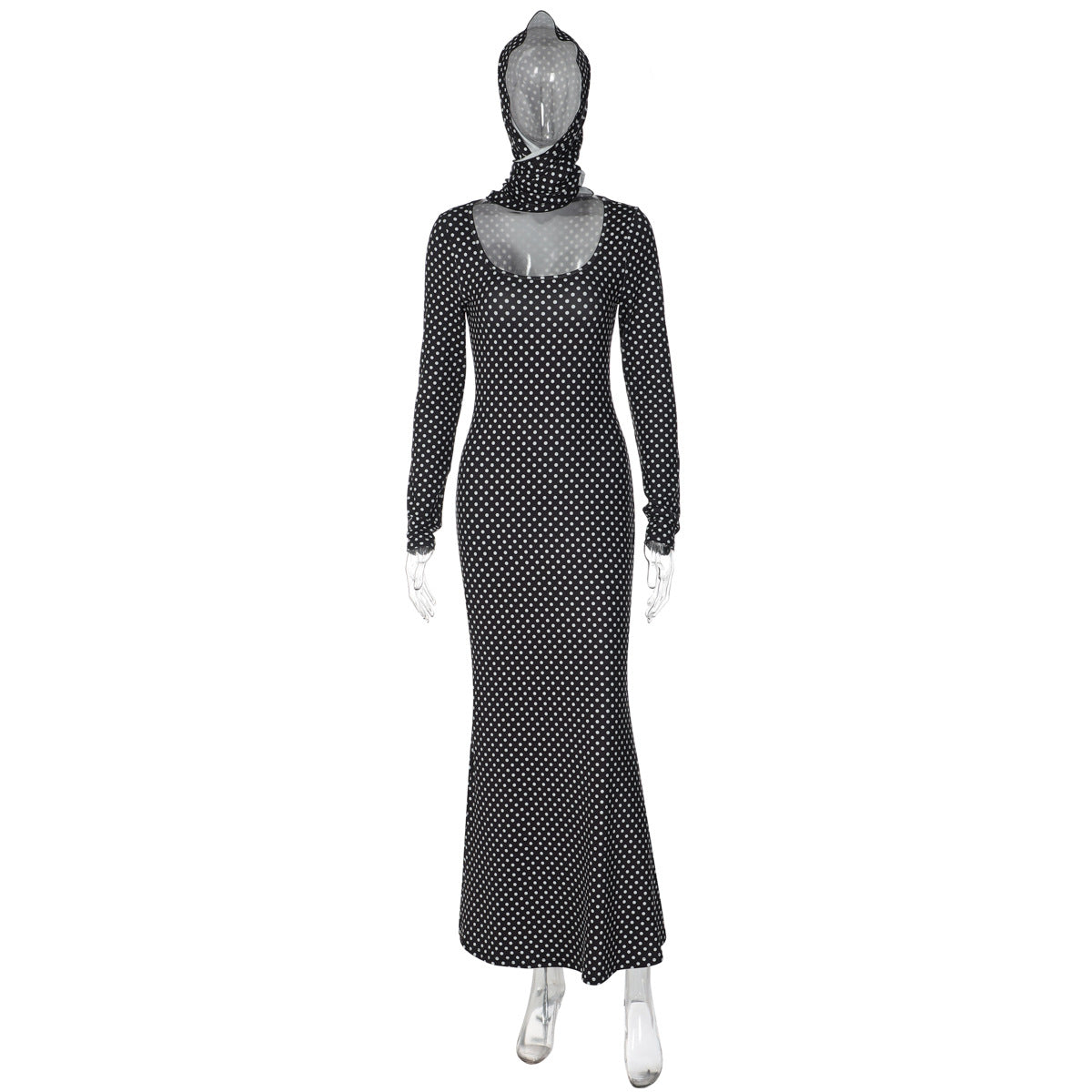 Women Clothing Autumn Winter Printed Elegant Slim Polka Dot Long Sleeve Dress by Ragazza