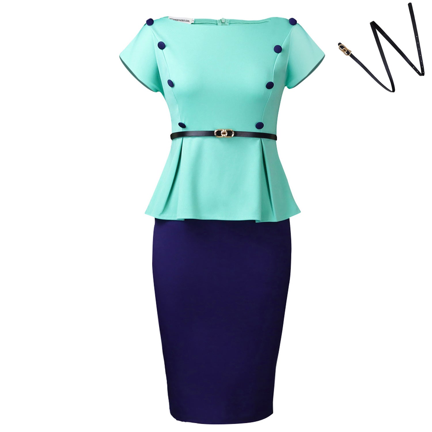 Women Clothing Plus Size Elegant Sheath Office Office Color Matching African Dress by Ragazza