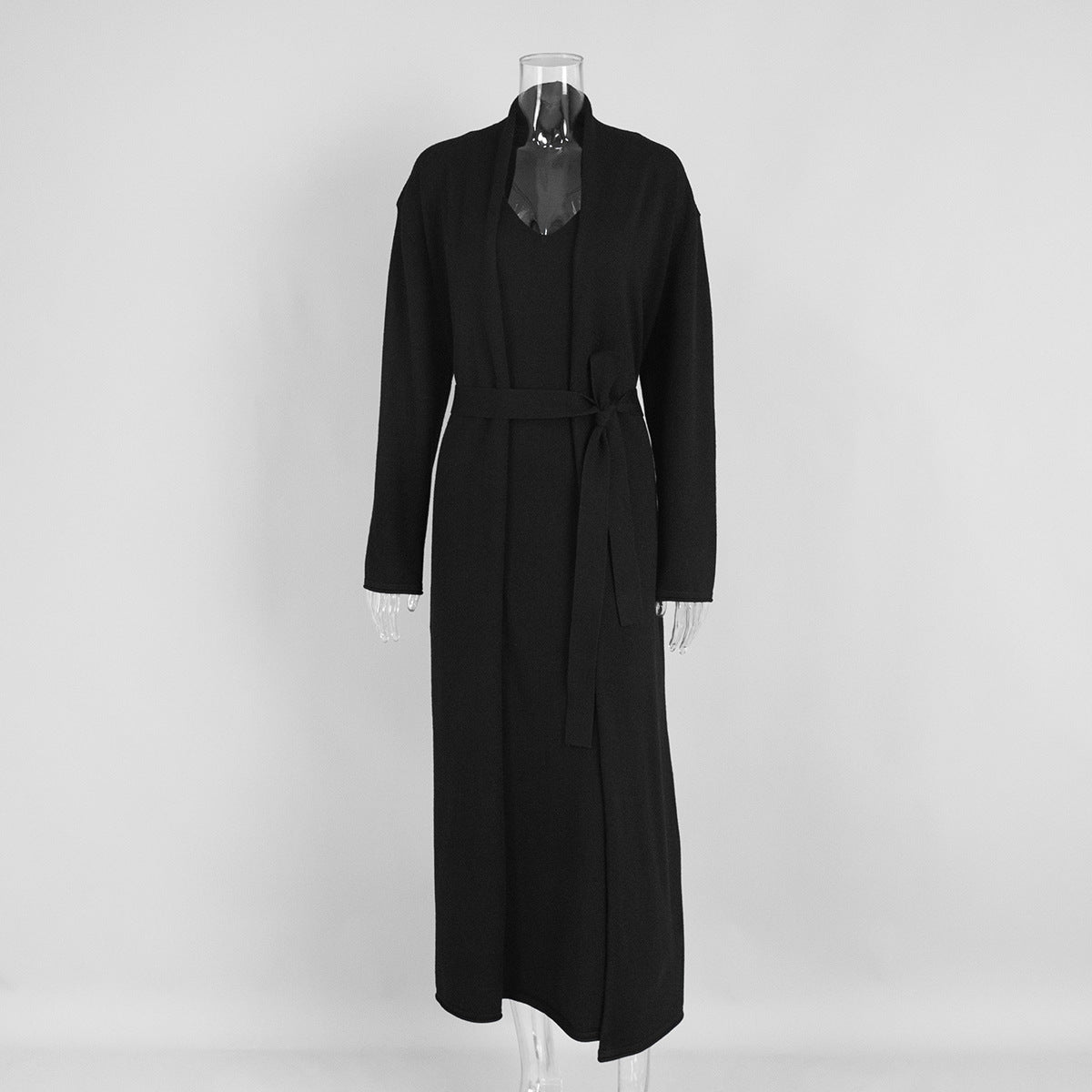 Women Knitted Long Sleeve Cardigan Sling Dress Set Autumn Soft Blouse by Ragazza