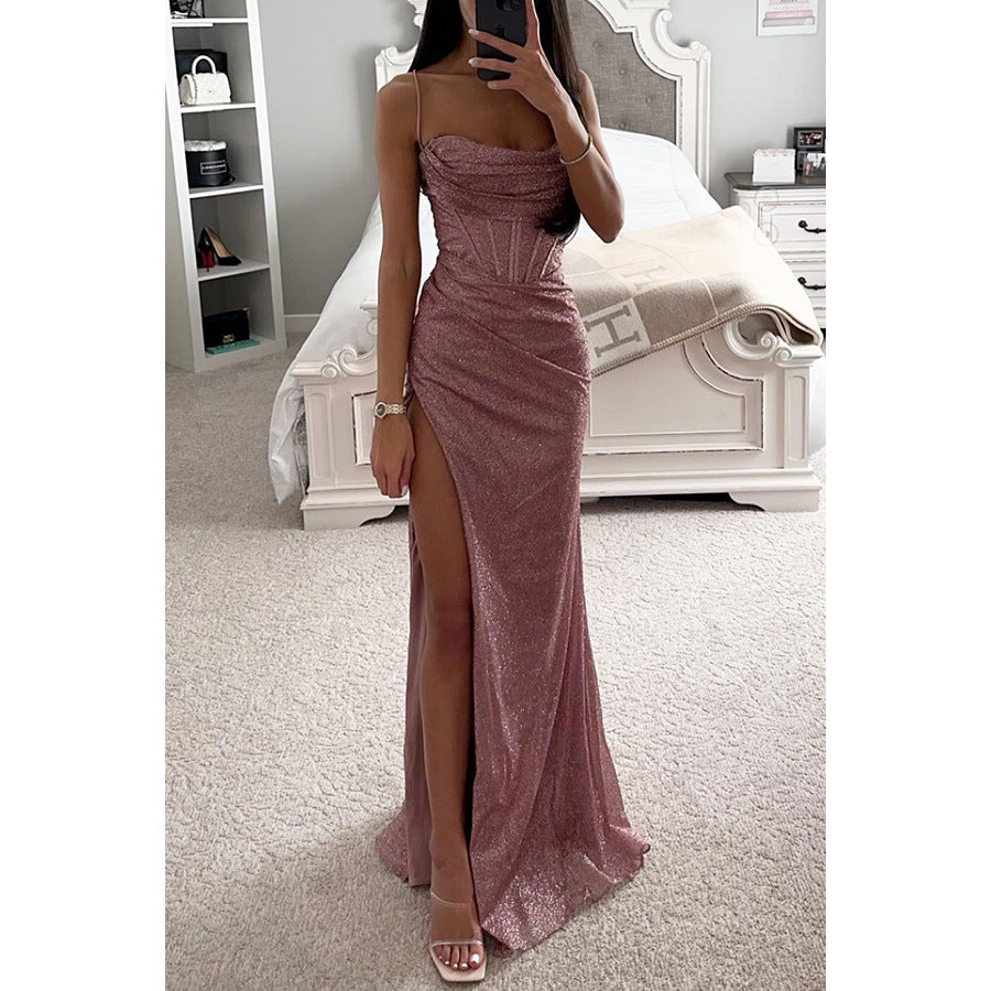 Party Suspenders Dress Loose Casual Slit Women Clothing Dress by Ragazza