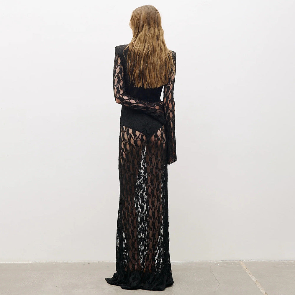Autumn Winter French Lace Long Sleeve Lining Dress Women Clothing Dress Sexy Evening Dress Christmas by Ragazza
