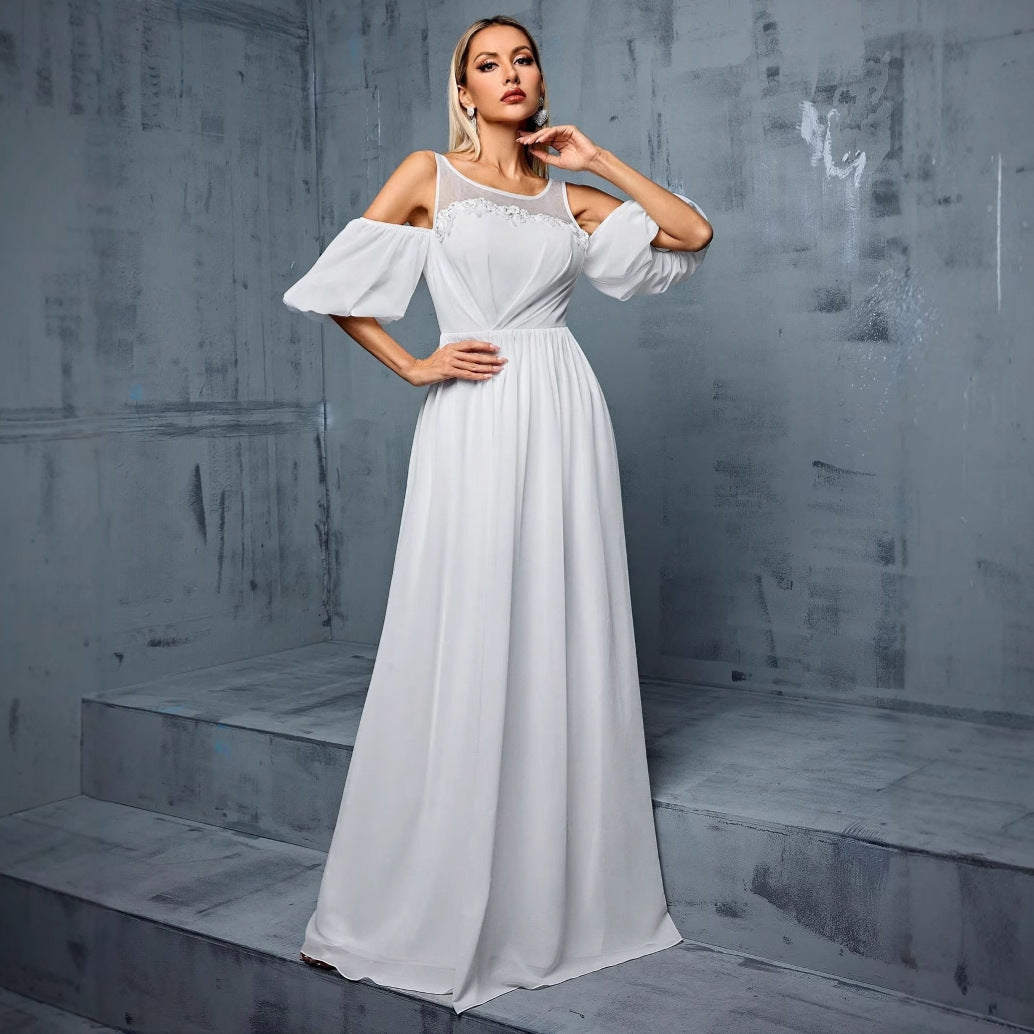 Ball Gown Half Sleeve Slim Fit Cocktail Dress Annual Meeting Host Dress by Ragazza
