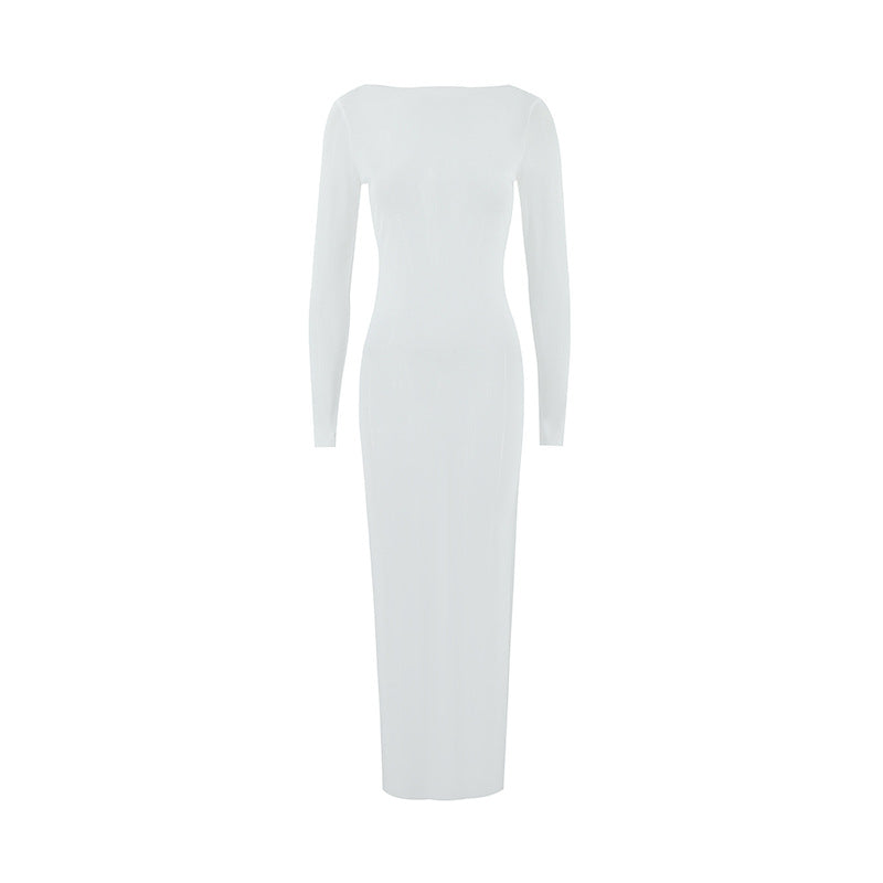Summer Sexy Slim Mesh See through off Shoulder Long Sleeve Maxi Dress DestGlow