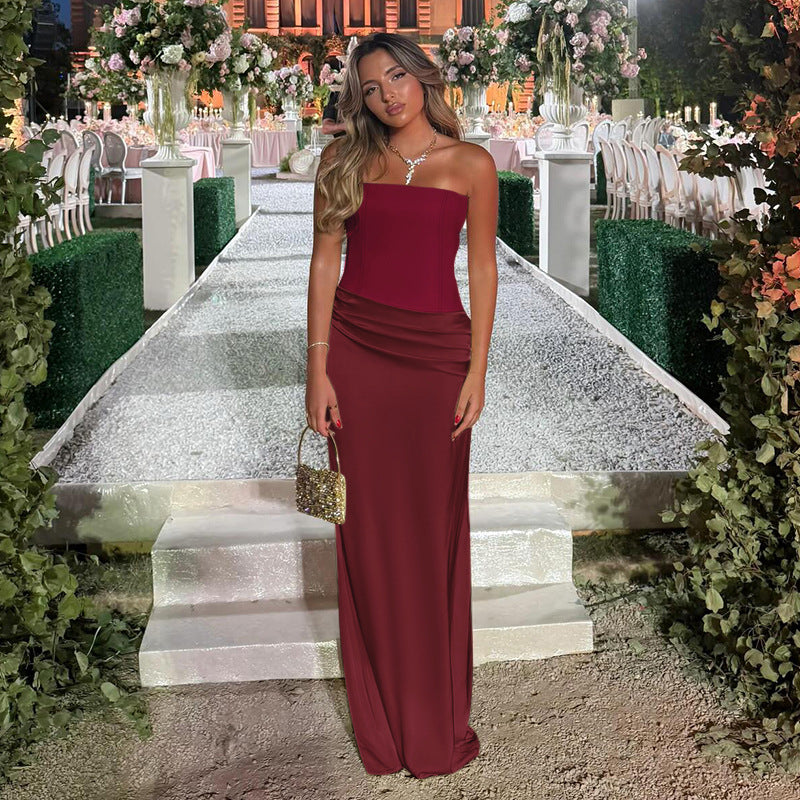 Satin Dress Women Autumn Elegant Sexy Sexy Slim Fit Maxi Dress by Ragazza