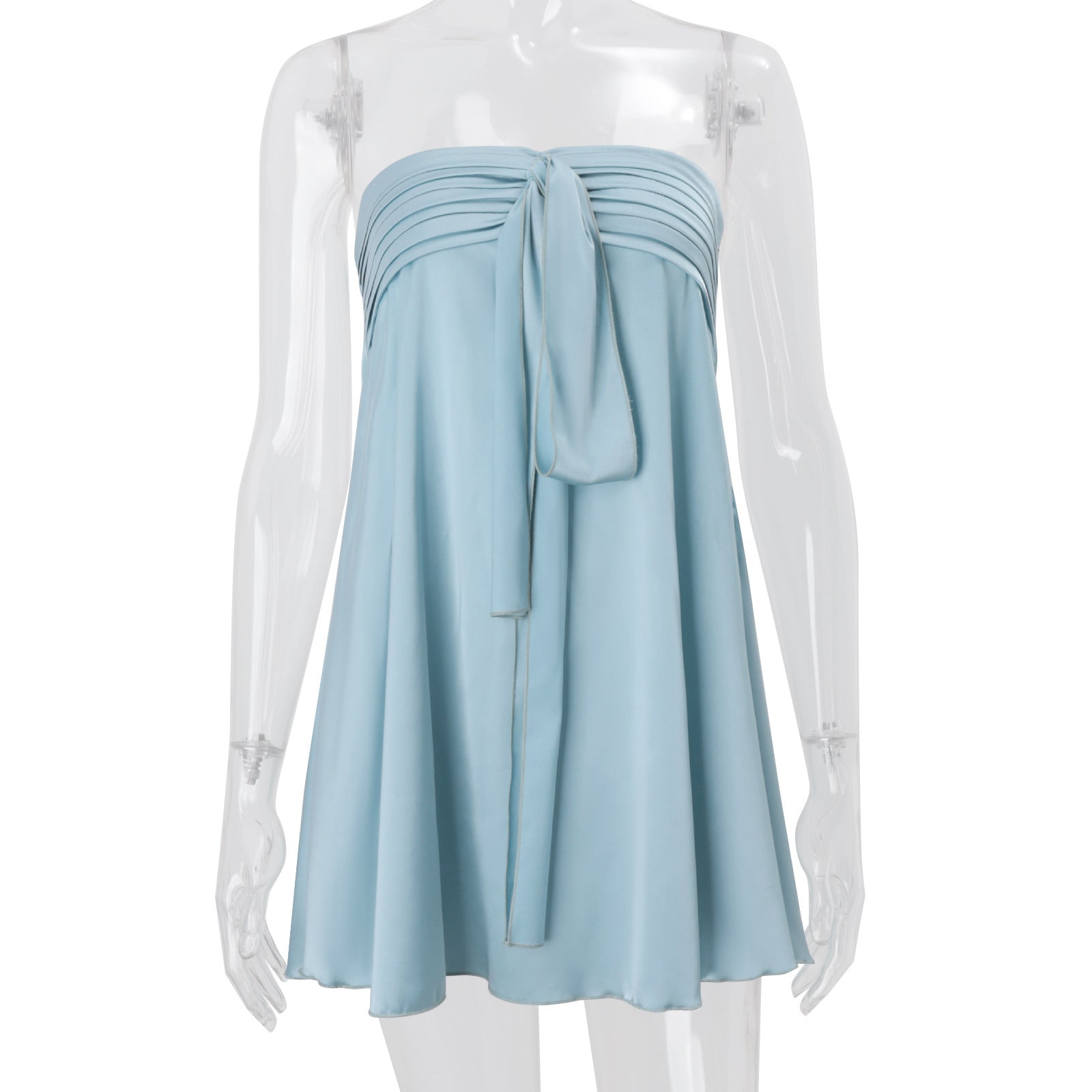 Women Clothing Spring Sexy Street Satin Tube Top Strap Solid Color Sleeveless Dress by Ragazza