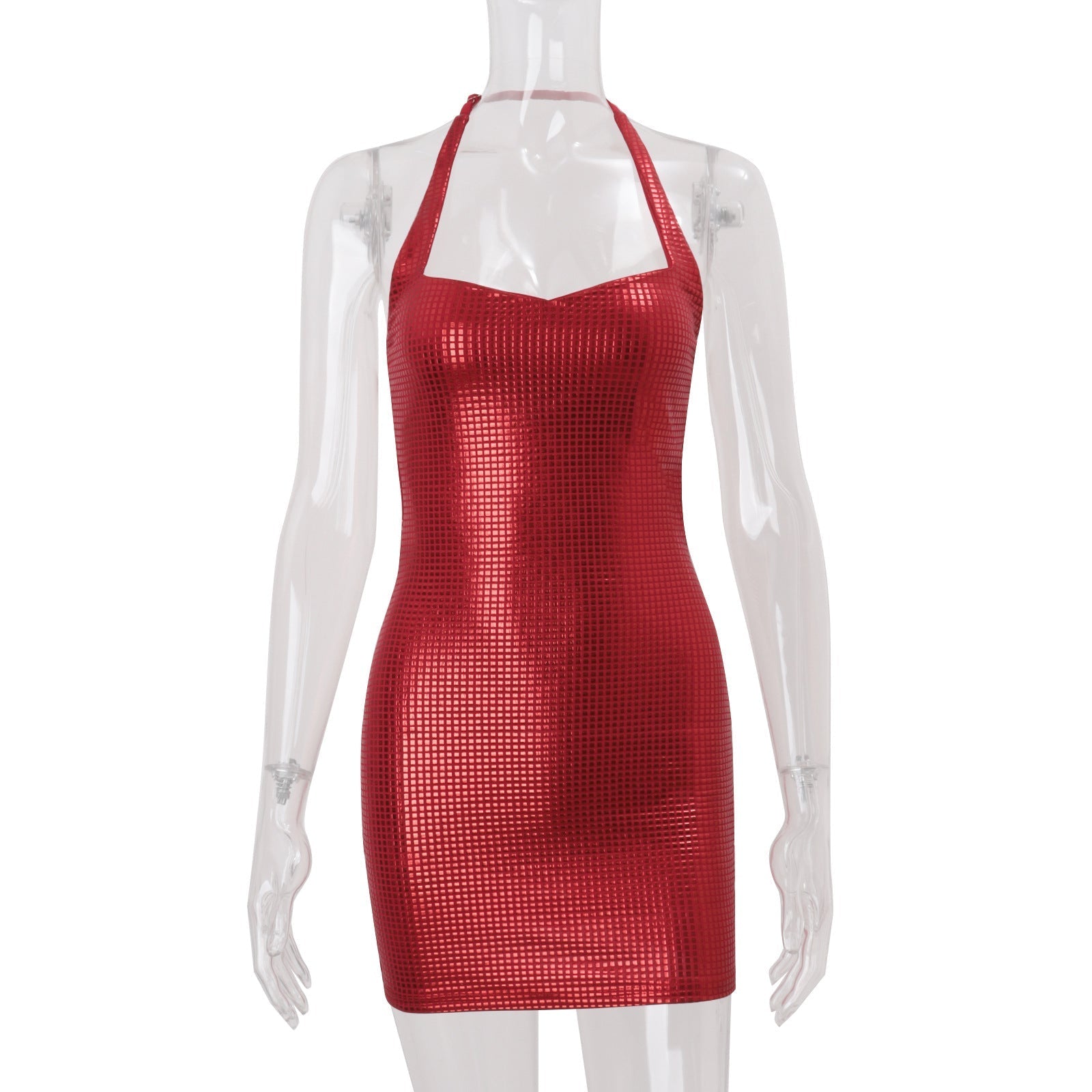 Women Clothing Winter French Sexy High Class Elegant Pure Want to Hang Neck Tight Waist Sheath Dress Women