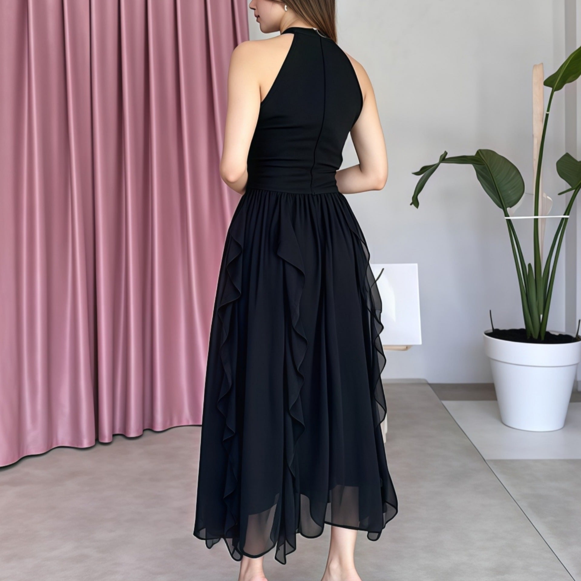 Summer Women Clothing French Ruffled Waist Slimming Dress by Ragazza