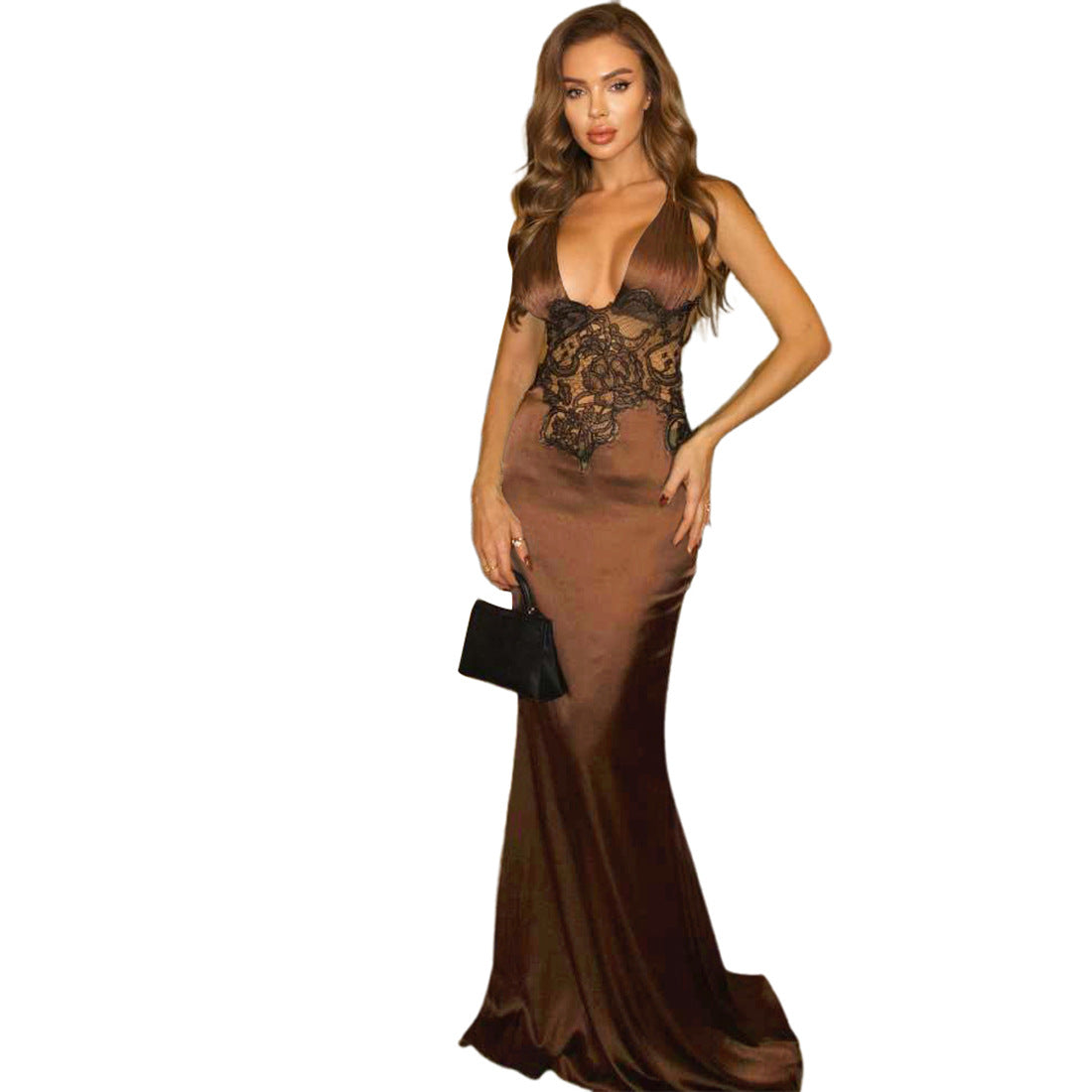 Autumn Winter Women Clothing Deep V Plunge neck Sexy Slim Fit Backless Elegant Dress Women by Ragazza