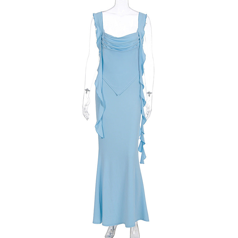 Women Clothing Summer Internet Famous Sexy Suspenders Tube Top Ruffled Ribbon Dress by Ragazza