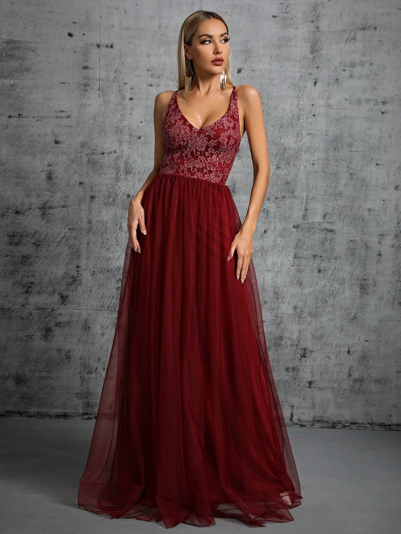 Women Elegant Suspender Evening Dress V neck A line Long Party Evening Dress Annual Meeting Catwalk Dress by Ragazza