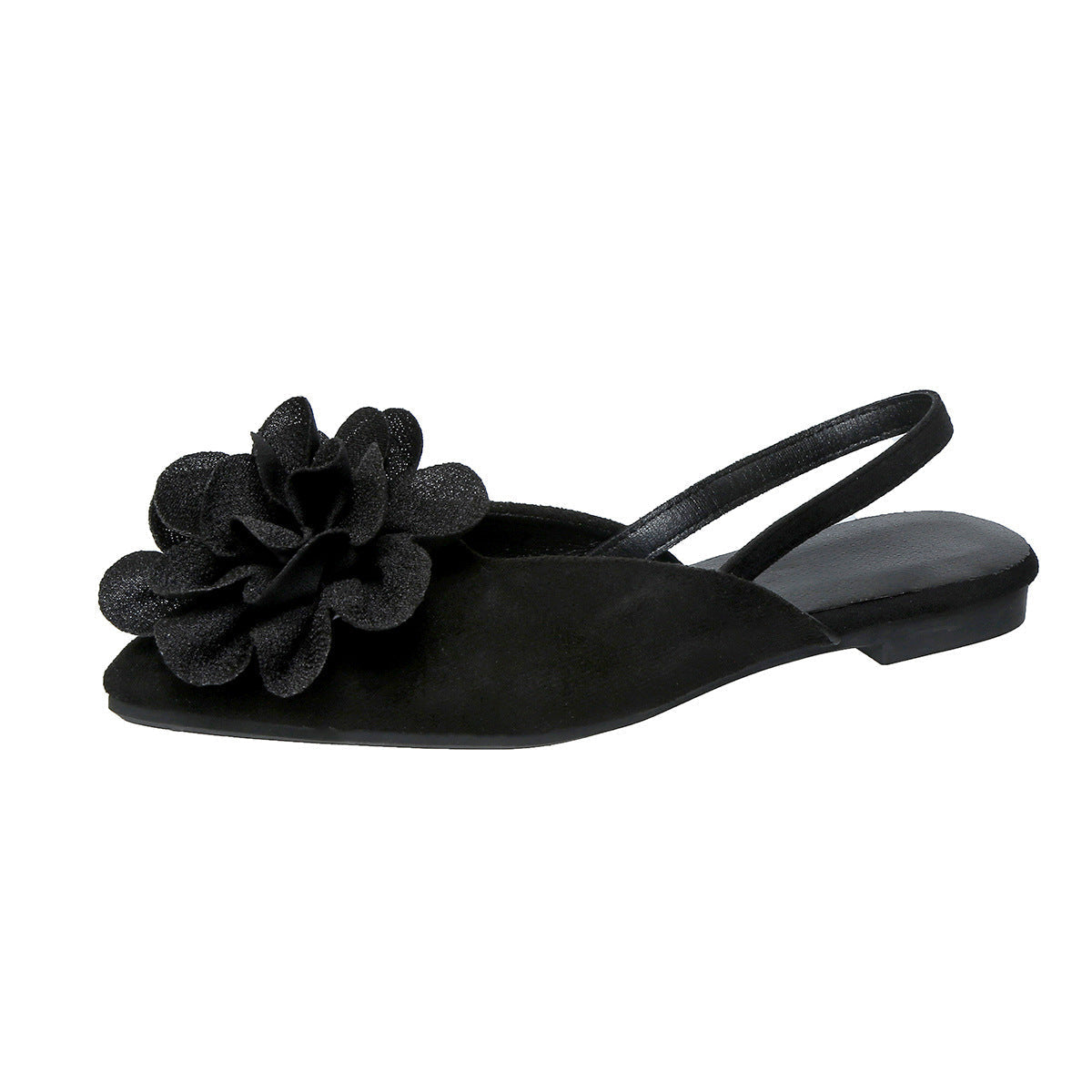Floral Flat Toe Box Slingback Sandals Women Pointed Toe Slip on Suede Flat Pumps DestGlow