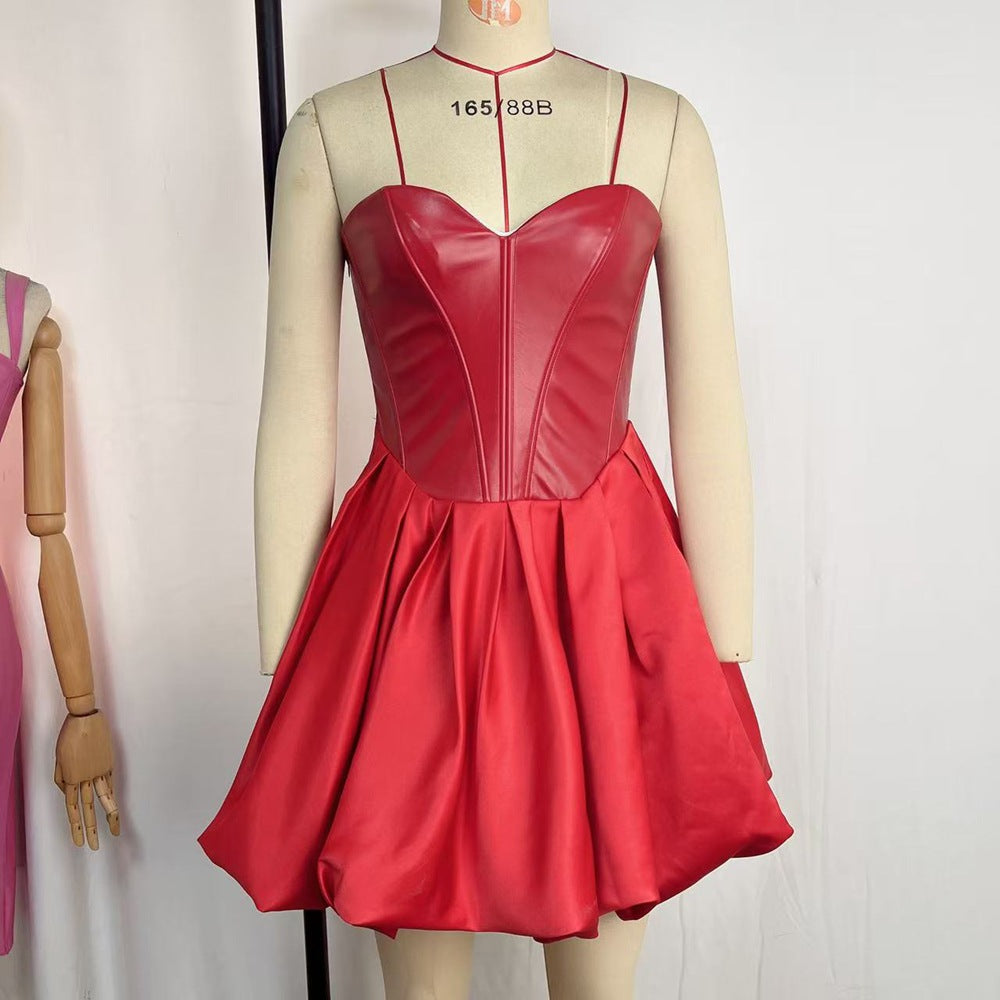 Satin Strapless Dress Sexy Boning Corset Slimming Dress by Ragazza