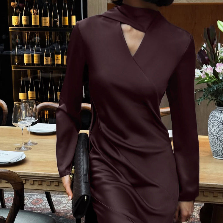 Autumn Scarf V neck Long Sleeve Elegant WomenElegant Dress by Ragazza