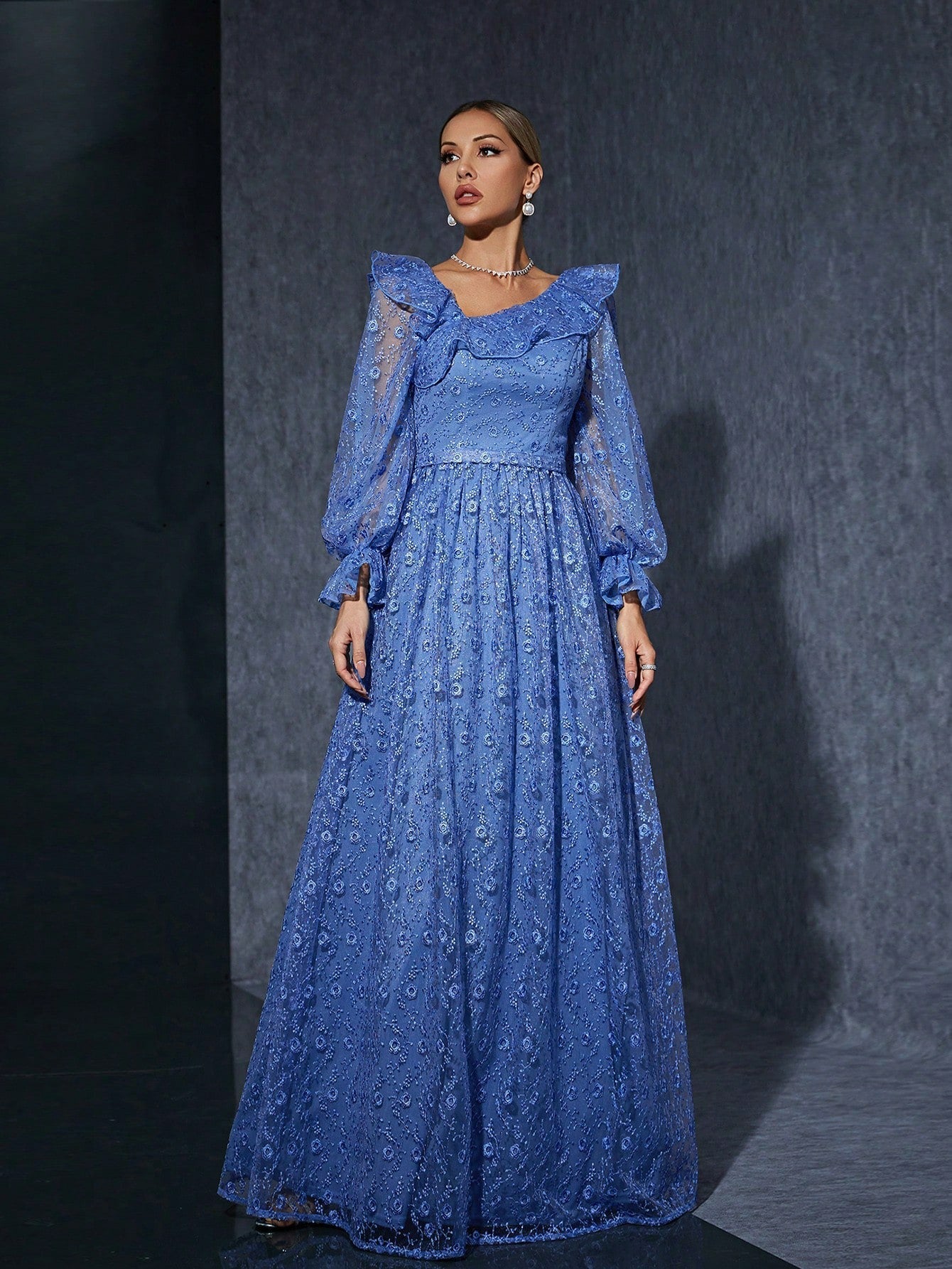 Long Sleeve Embroidered Dress Cocktail Annual Meeting Host Performance Evening Dress Birthday Party Evening Dress by Ragazza