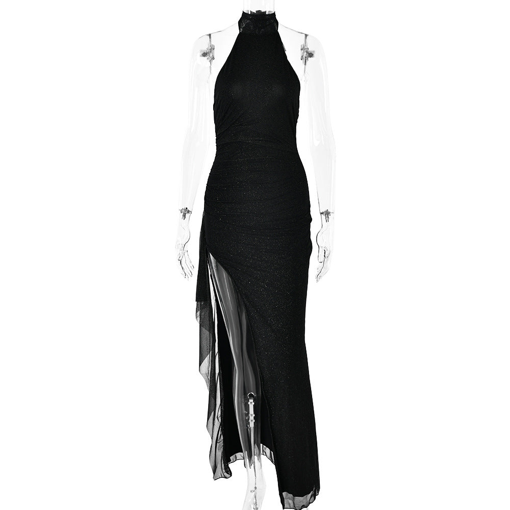 Sexy Women Wear Autumn Sexy Sleeveless Halter Backless Slim Fit Slit Dress by Ragazza