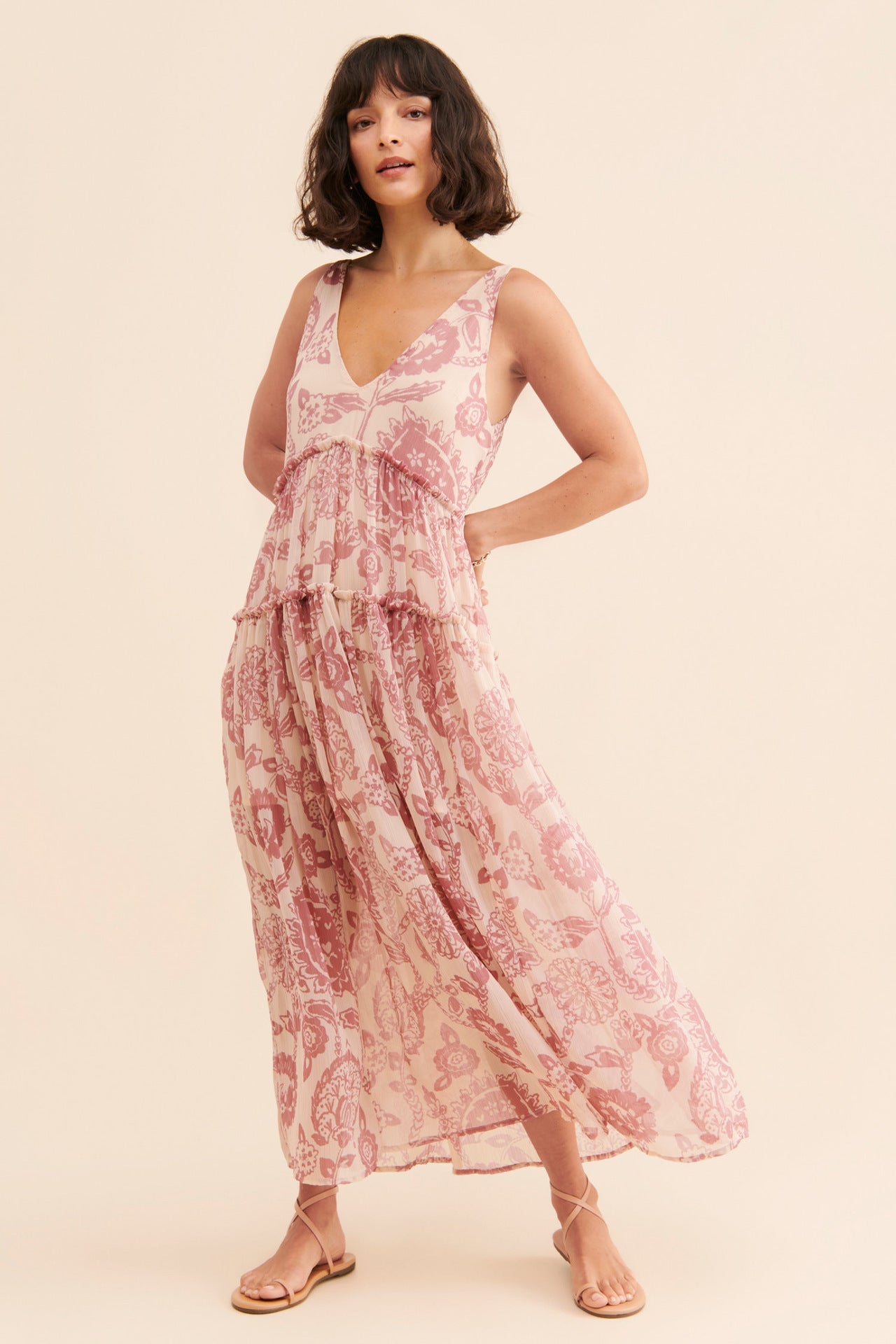 Spring Summer Women Clothing Bohemian Retro Stitching Maxi Dress by Ragazza