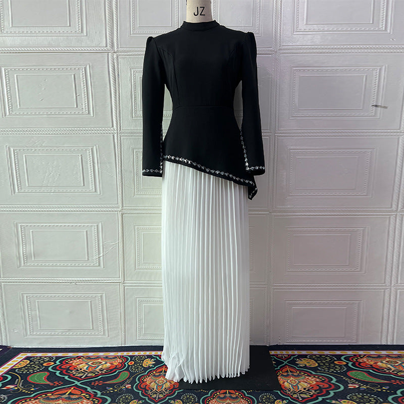 Fall Solid Color Rhinestone French Dress Twet by Ragazza