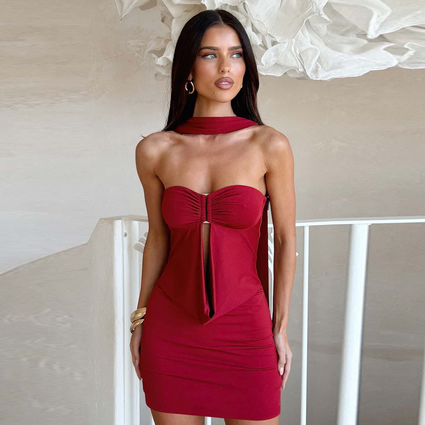 Halter Women Dress Sexy Adult Lady like Woman Elegant High Grade Nightclub Sheath Dress by Ragazza