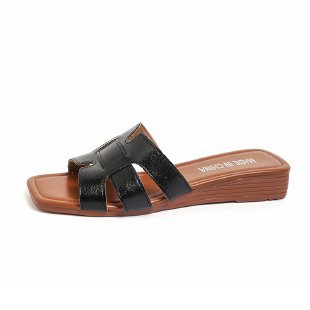 Hollow Out Cutout Low Heel Slippers Women Summer Outdoor Casual Silver Wedge Beach Slippers DestGlow