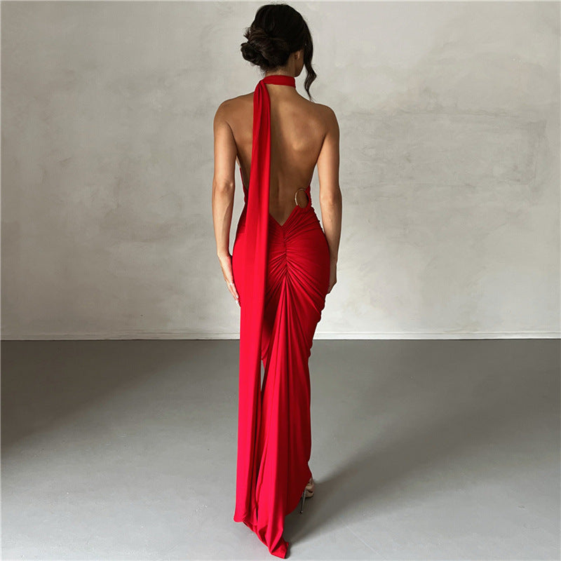 Summer Women Clothing Sexy Backless Halter Sheath Slim Fit Evening Dress Dress for Women by Ragazza