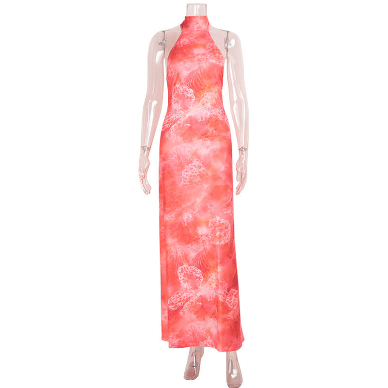 Summer Seaside Vacation Sexy Sleeveless Halter Backless Maxi Dress Women by Ragazza