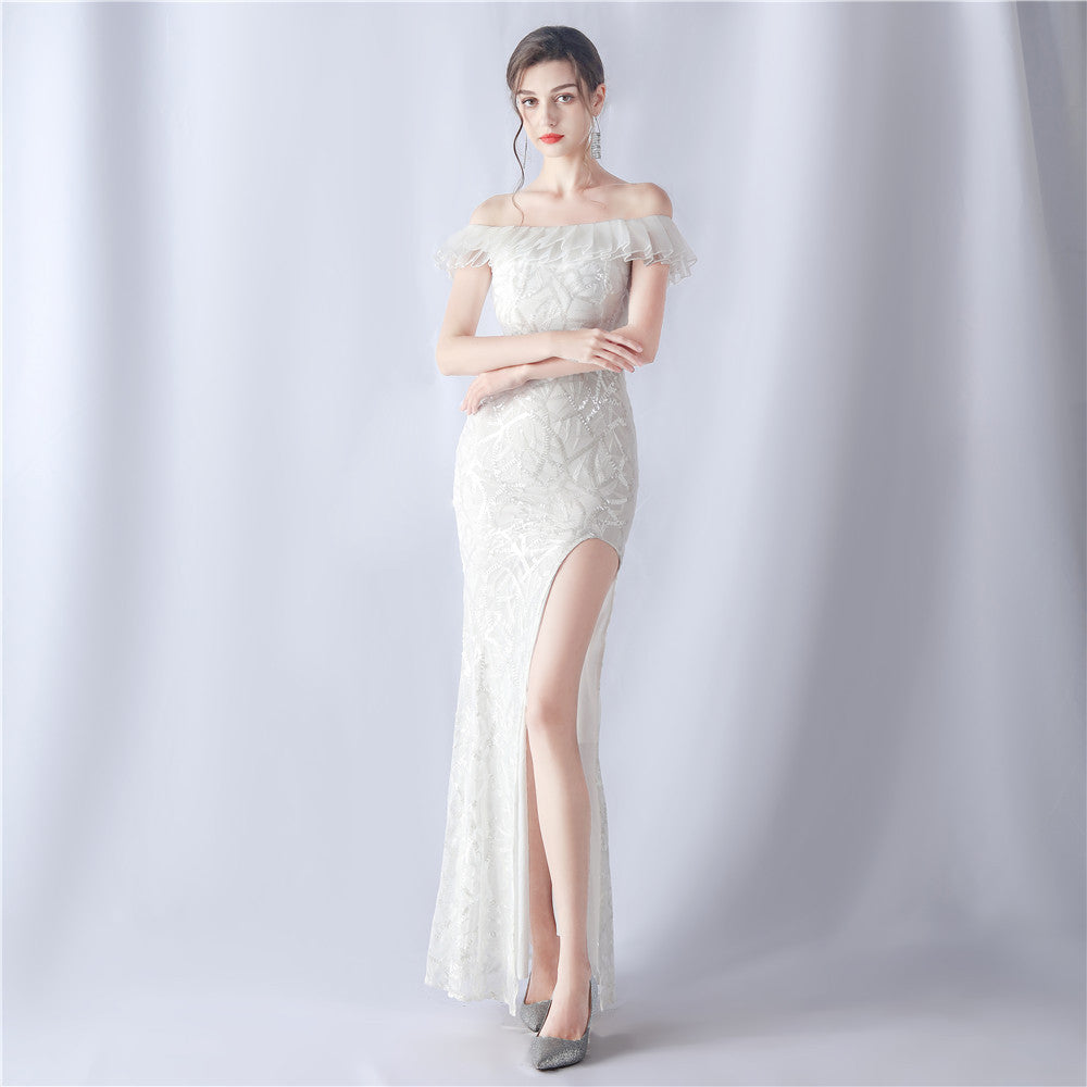 Fabric Sequin Combined With Embroidery Thread Heavy Craft Folding Organza Boutique Evening Dress by Ragazza