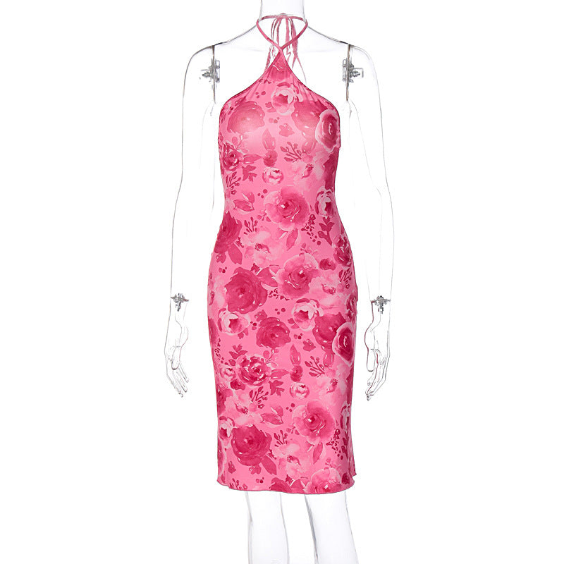 Summer Popular Women Halter Wrapped Chest Printed Dress Women by Ragazza